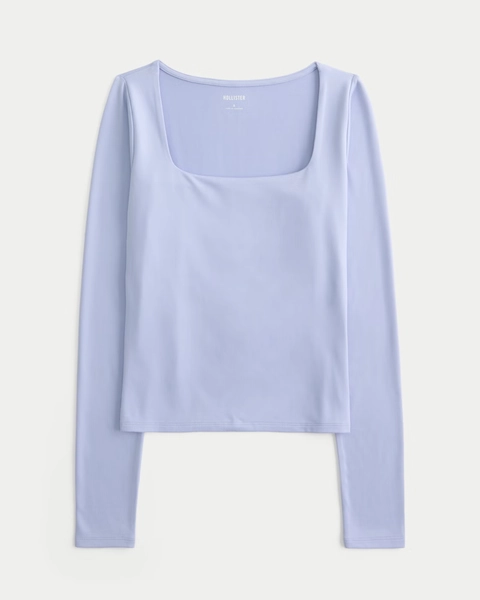 Soft Stretch Seamless Fabric Square-Neck Top