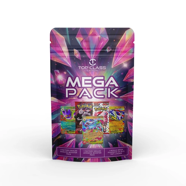 Top Class Cards - Mega Pack | 2 Factory-Sealed Booster Packs + 1 Guaranteed Mega ex Pokemon - Walmart.com