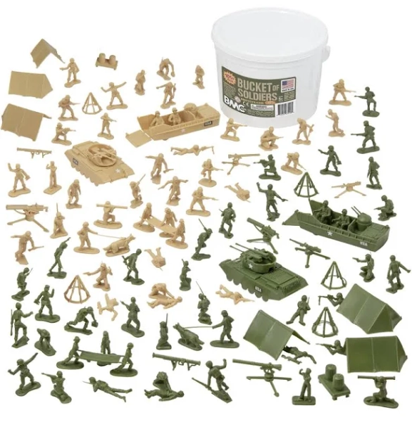 BMC Bucket of Plastic Army People Soldier Playset