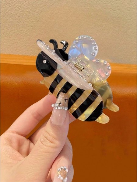 1/2pcs Cute Bee & Animal Design Hair Clips For Teens, Cartoon Hair Claws, Acetate Hair Clips, Hair Claw