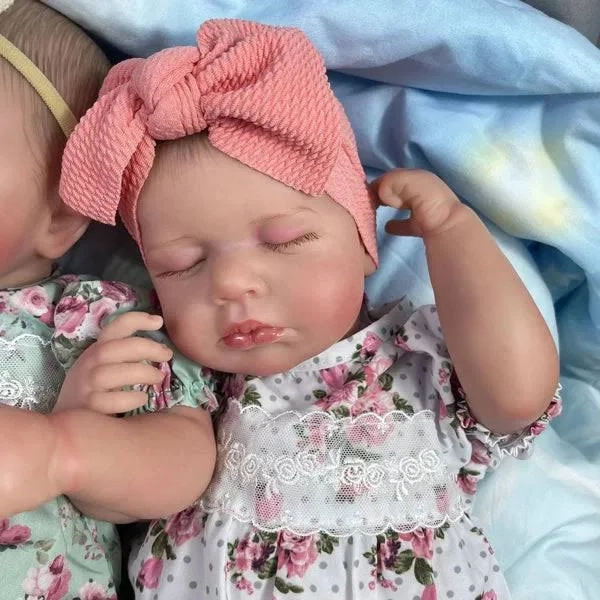 50cm (20-Inch) Reborn Twin Baby Girl Dolls: Soft Full Body Silicone Vinyl, Flexible, 3D Skin Tone