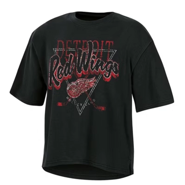 NHL Detroit Red Wings Women's Short Sleeve Dark Fashion T-Shirt - M