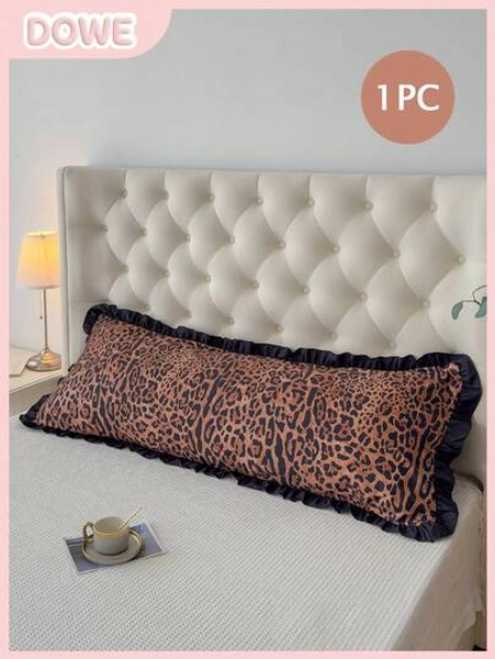 1pc 100% Polyester Leopard Print Lace Pillowcase, Lightweight & Elegant, Cloud-Like Soft Touch, Suitable For Bedding Decor (Pillow Insert Not Included)