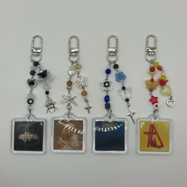 Billie Eilish Album Keychain | Beaded Bag Charm, Y2K Jewelry