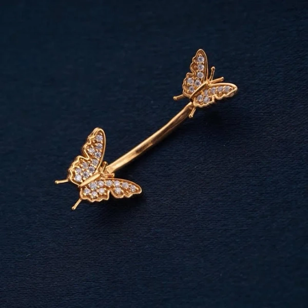 Women's Gold Plated Moissanite Diamond Butterfly Belly