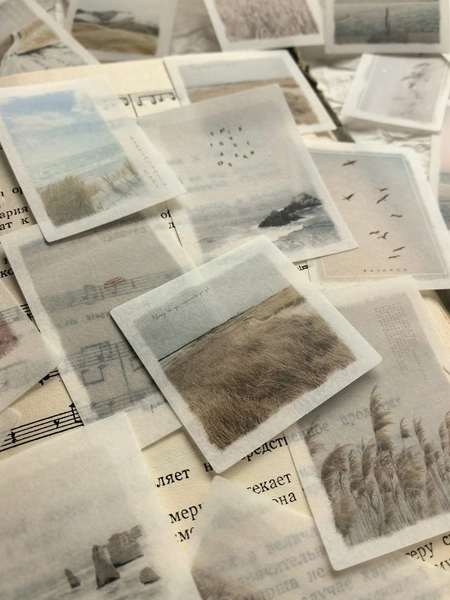 1 Pack Of 50 Pcs Landscape & Poetry Washi Stickers, DIY Scrapbooking, Journal Decorations Scrapbook Supplies Stationery Funny Stickers Kindle