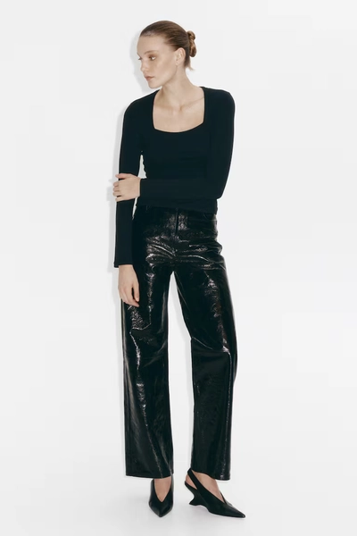 Long-sleeved Jersey Top - Black