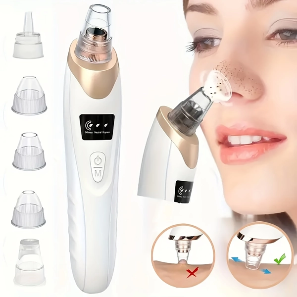 Facial Cleansing Device - 5-Prong USB Rechargeable Electric Tool with Interchangeable Heads, Battery Fast Charging, Portable Skincare Gadget, Sleek Handle Design, Versatile Skincare Tool