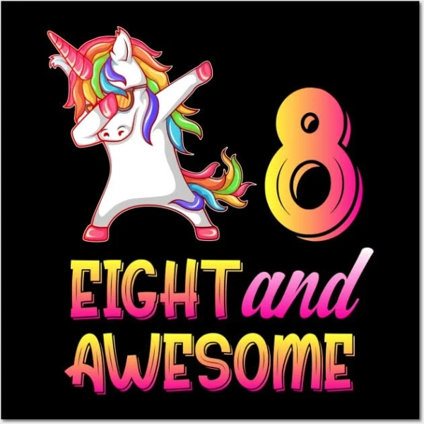 8th Birthday Girl Gift, 8 Year Old Girl Birthday, Eight And Awesome Poster