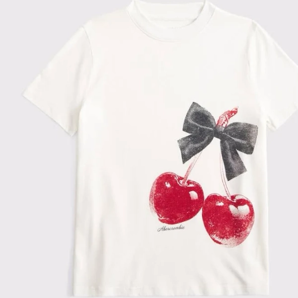 Abercrombie Kids Girls Oversized Cherry Graphic Tee