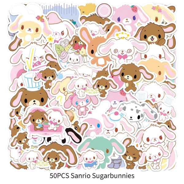 50pcs Sugarbunnies Classic Graffiti Stickers Decoration, Including Shirousa And Kurousa, Self-Adhesive Stickers, Suitable for Phone Cases, Laptops, Water Cups, Suitcases, Helmets, Skateboards, Bicycles, Guitars, Ideal Gift for Family And Friends