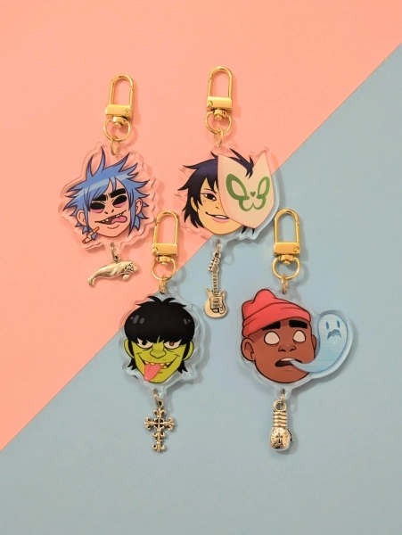 Gorillaz Clear Acrylic Charm - 2D, Murdoc, Noodle, Russel