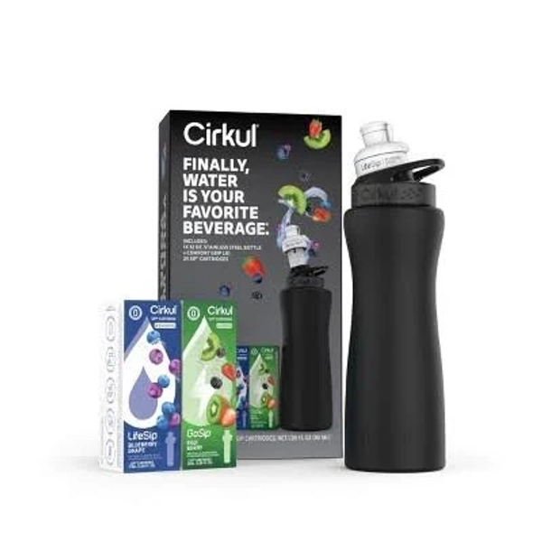 Cirkul Matte Black Stainless Steel Bottle Starter Kit