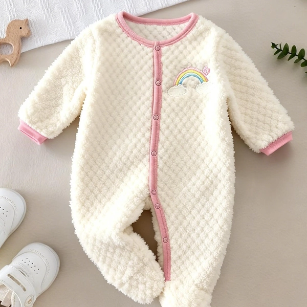 New Year Baby Bodysuit Happy New Year Alphabet Print New Year Baby Bodysuit | All-Season, Footed, Loose Fit, Suitable for Baby Boy, for Outdoor