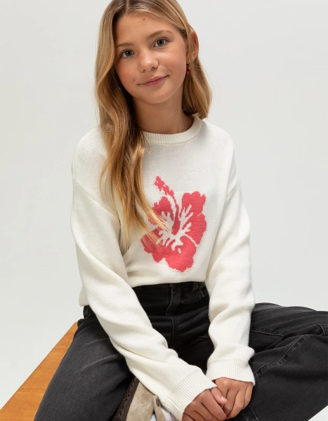 RSQ Girls Hibiscus Sweater - CREAM