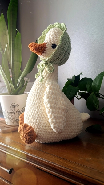 Penny the Porch Goose | Weighted Crochet Goose with Bonnet | Ready to Ship