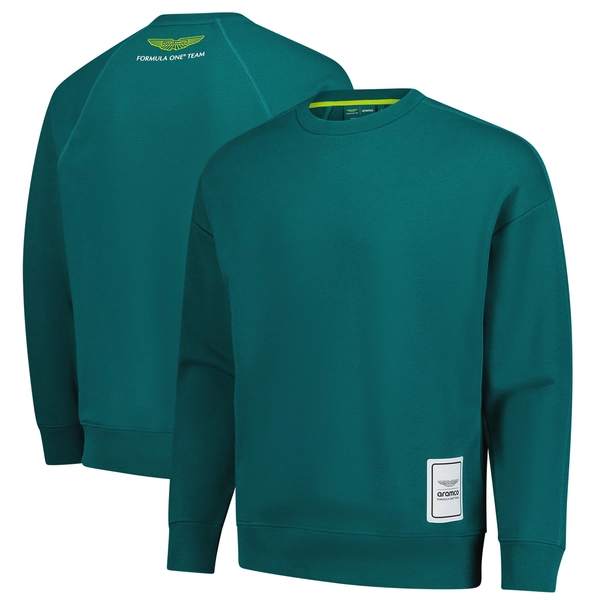 Men's  Green Aston Martin F1 Fanwear Logo Raglan Pullover Sweatshirt