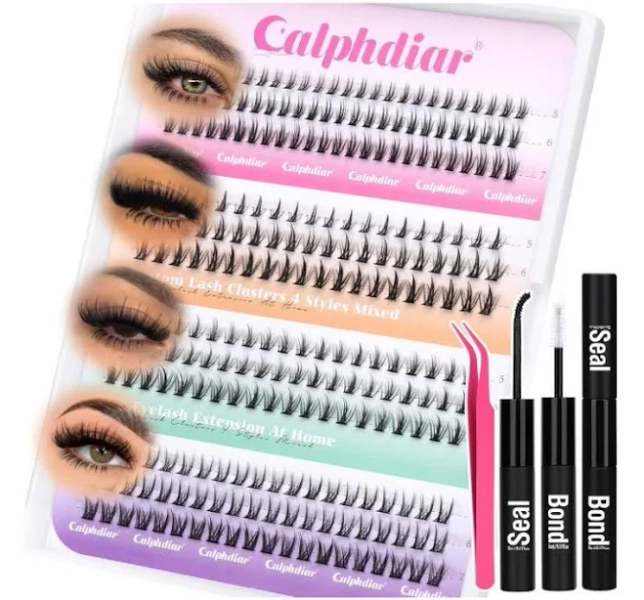 calphdiar Bottom Lash Clusters Kit DIY Eyelash Extensions 4 Styles Bottom Lashes Extension Kit Wispy Lower Eyelash Clusters Kit 5-7mm Natural
