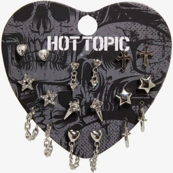 Rhinestone Star Heart Cross Earring Set