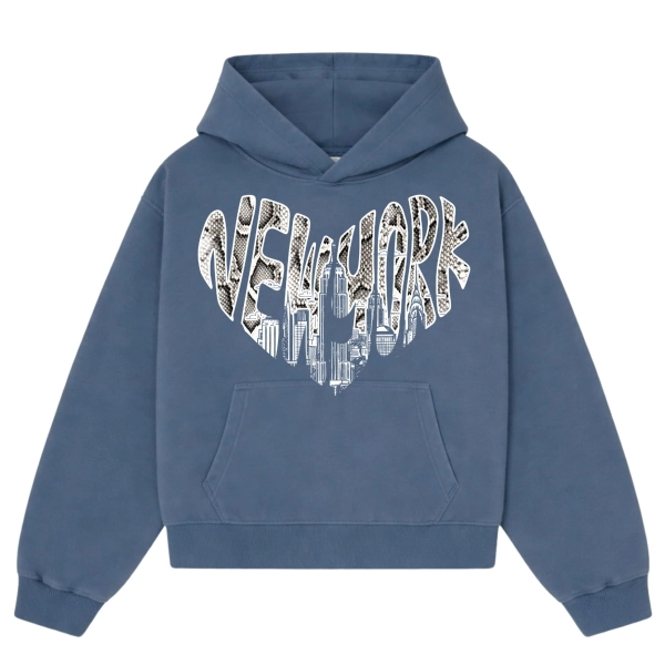 Blue Python Love Hoodie - Grey Blue / XS