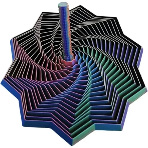 3D Printed Expanded Sensory Fidget Star, Fractal Fidget Hexagon with Handles, Honeycomb Whirling Spiral Design, Stress Relief Whirling Spiral
