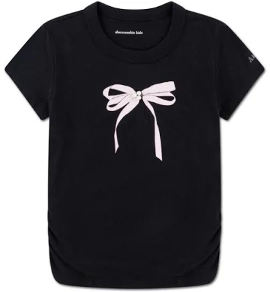 Abercrombie Kids Girls' Pearl Bow Ruched Cotton Blend T-Shirt
