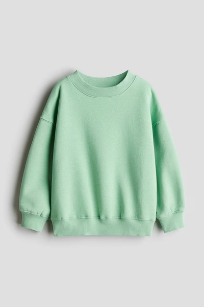 Oversized Brushed-Inside Sweatshirt - Light green