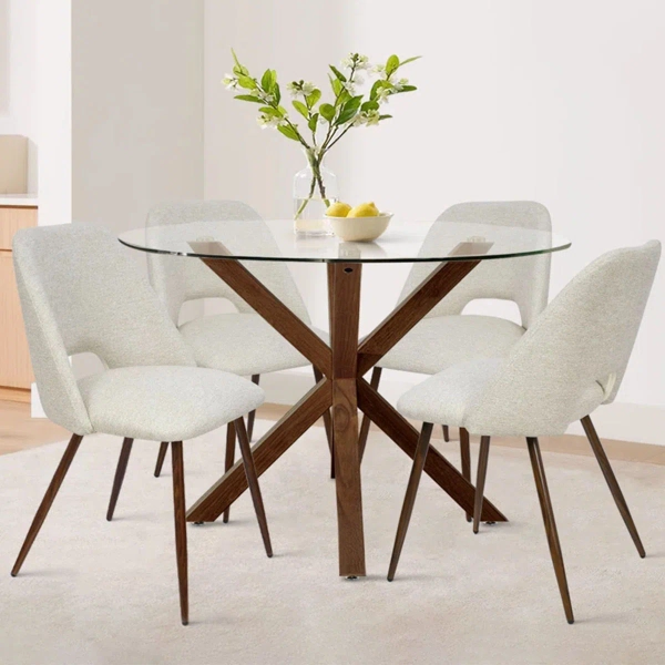 Wade Logan® Aunnika 5-Piece 40 Inch Round Glass Dining Table Sets & Reviews | Wayfair