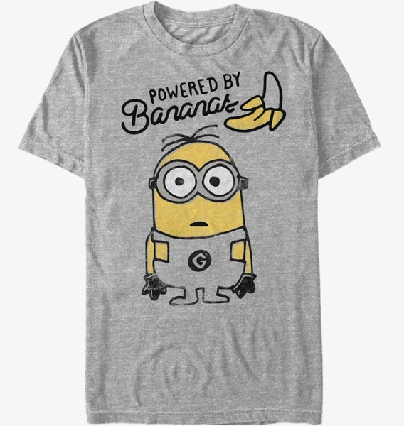 Mens Minion Powered By Banana Graphic T-Shirt