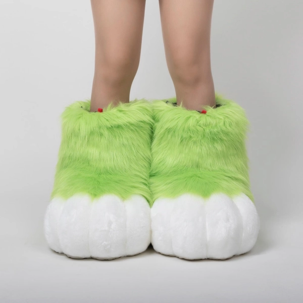 Fursuit Feet Paws Animal Paws, Elf Green and White, Furry shoes, Halloween Christmas costume accessories Petplay Animal-Themed Events