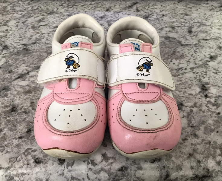 Rare Vintage 1980's SMURF Sports Shoes Pink Baby Toddler Size 5 *READ*