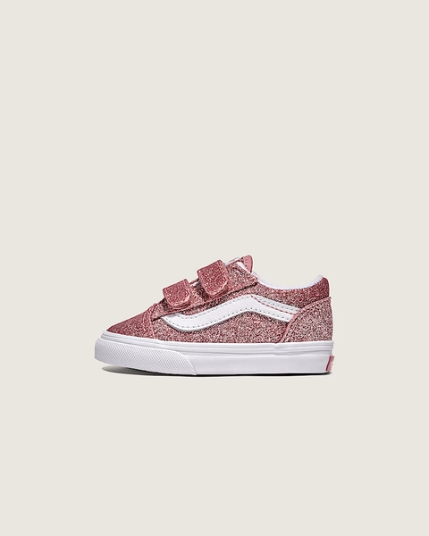 Toddler Old Skool V Shoe in Glitter Rose Gold Pink | Vans