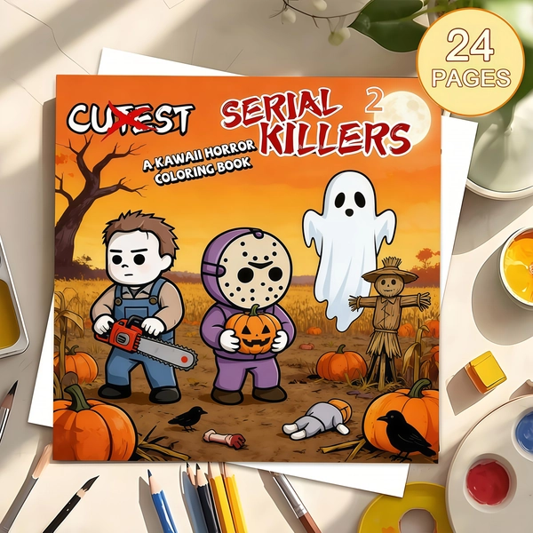 A Volume of The Cutest Serial Killer Adult Coloring Book, Featuring Kawaii Horror Landscapes: a Coloring Elegy Filled with Eerie Charm, (24 Pages of Upgraded Thick Paper) Coloring Book, Suitable for Valentine'S Day, Birthdays