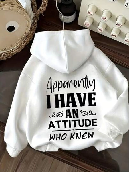 Plus Size Women's Winter Loose Hooded Sweatshirt Drawstring Design Autumn Winter Pullover Comfortable Casual Printed Design Pocket Fashion Soft Hoodie - White And Navy Off-The-Shoulder Cropped Top