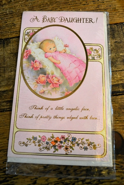 Vintage Original 1970s / 1980s Sealed Unused Card A New Baby Daughter Girl