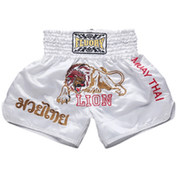 Fluory Lion White Muay Thai Shorts