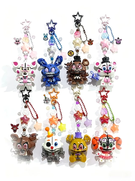 FNAF Five Nights at Freddy's Handmade Beaded Star Figure Keychains Llaveros hechos a mano, dijes de mochila juego de terror - AliExpress 36