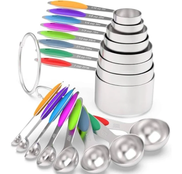 Wildone Premium Stainless Steel Measuring Cups and Spoons Set of 16