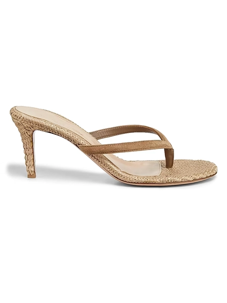 Calypso 80MM Suede &amp; Raffia Sandals