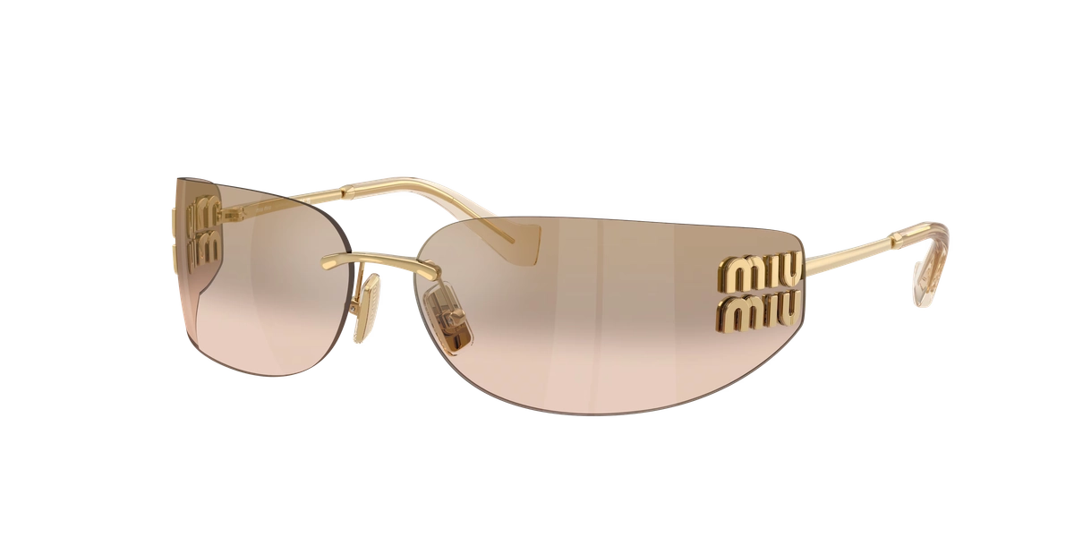 MIU MIU MU A51S Gold - Women Luxury Sunglasses, Bronze Mirrow Gradient Lens