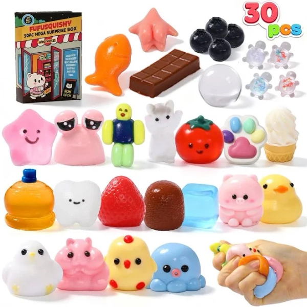 30pcs Random FUFUSQUISHY Surprise Squishy Pop Box