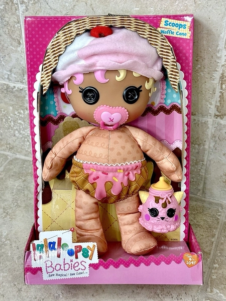 🩷💛🤎Lalaloop<wbr/>sy Babies Scoops Waffle Cone Cloth Doll (NEW)