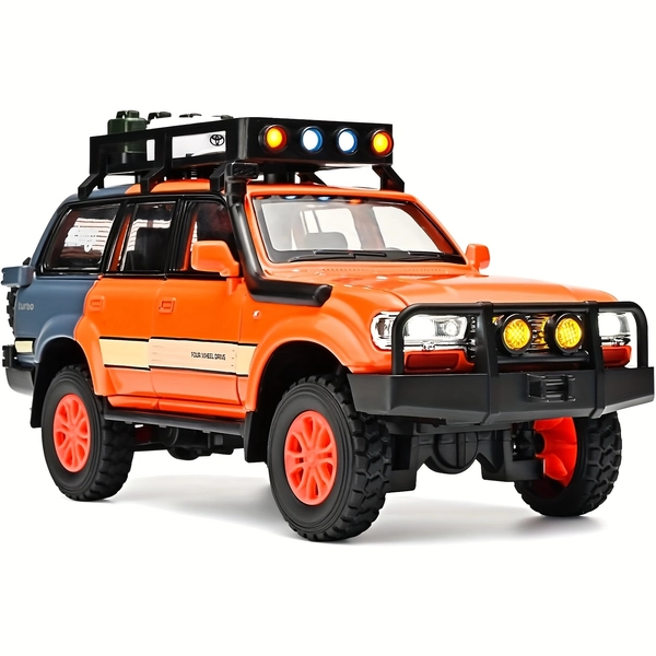 1/24 Scale Land Cruiser LC80 Casting Car Model, Zinc Alloy Toy Car For Kids, Pull Back Vehicles Toy Car For Toddlers Kids Boys Girls Gift For 3-4-5-6-7-8+ Year Old Boys (orange)