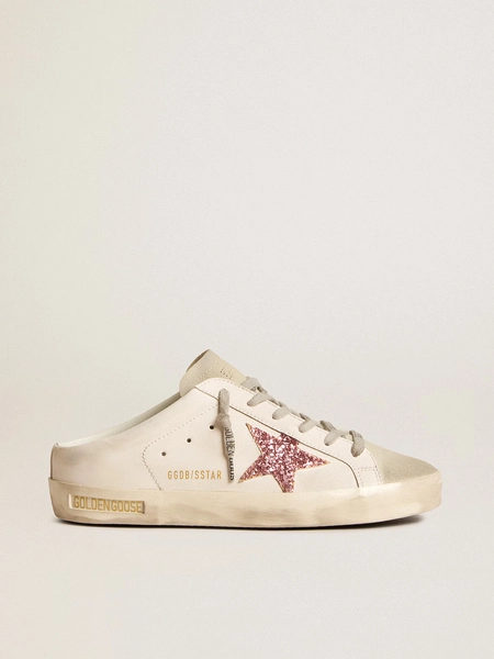 Bio-based Super-Star Sabot with pink glitter star and suede toe
