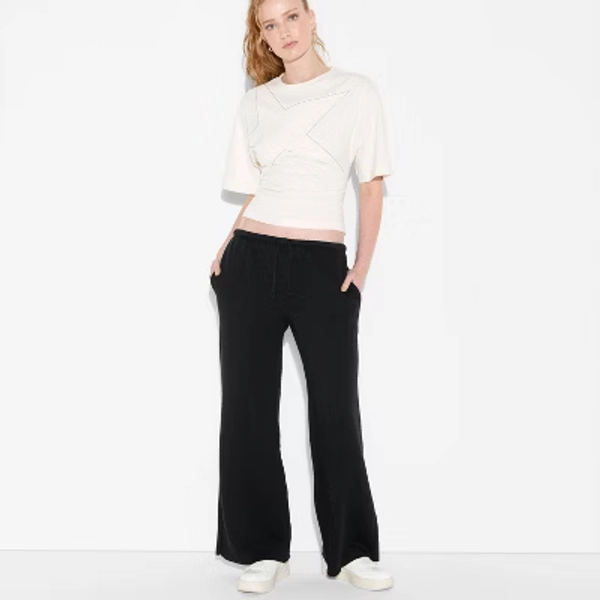 Women's Mid-Rise Wide Leg Sweatpants - Wild Fable™ Black XXS