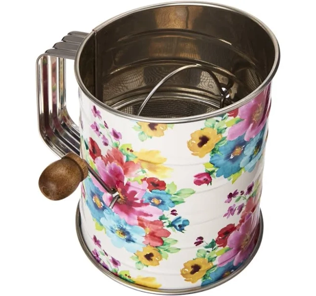 The Pioneer Woman 3-Cup Stainless Steel Crank Flour Sifter and Pastry Cutter