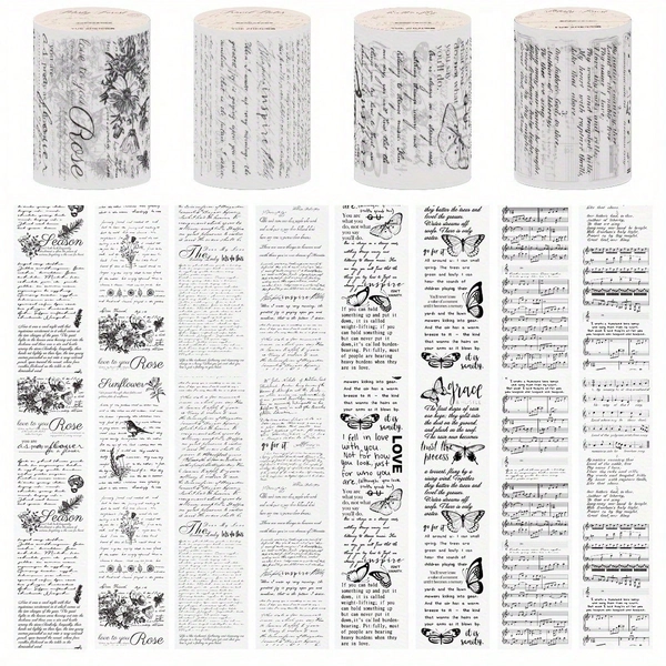 Vintage Transparent PET Tapes Stickers Embelishment Stickers DIY Scrapbooking Planners Decor Junk Journal Collage Tapes Stickers, School Supplies,Back To School