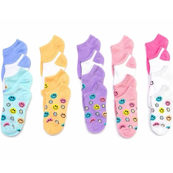 Rainbow Sugar Girls' 20-Pack Low Cut Socks