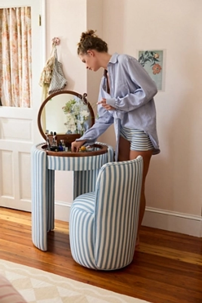 Jane Stripe Vanity And Chair