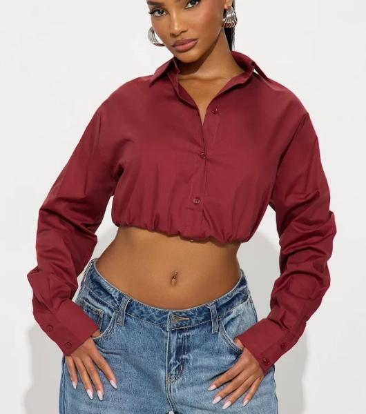 Fashion Nova Women's Extra Hours Poplin Shirt